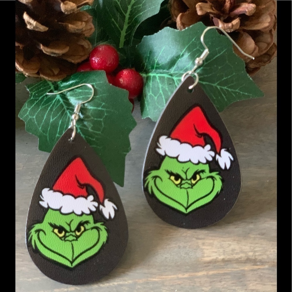 Grinch Dangle Hook Earrings